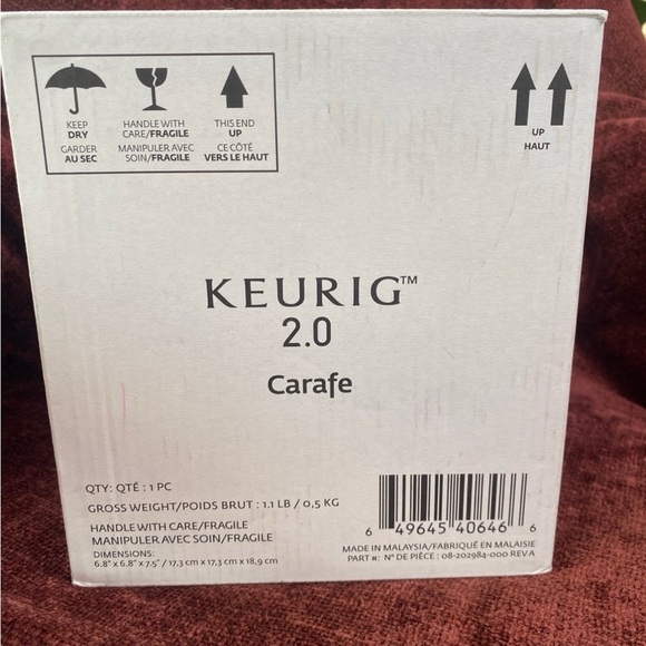 Keurig 2.0 K-Carafe Coffee Pot Black Chrome Handle Brand New In Box - Picture 1 of 4